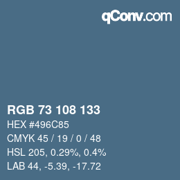 Code couleur: RGB 73 108 133 | qconv.com