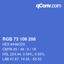 Color code: RGB 73 108 208 | qconv.com