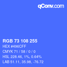 Color code: RGB 73 108 255 | qconv.com