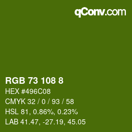 Color code: RGB 73 108 8 | qconv.com