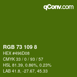 Color code: RGB 73 109 8 | qconv.com