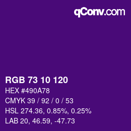 Color code: RGB 73 10 120 | qconv.com