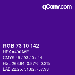 Color code: RGB 73 10 142 | qconv.com