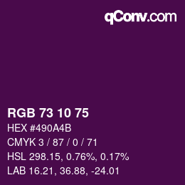 Color code: RGB 73 10 75 | qconv.com