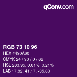Color code: RGB 73 10 96 | qconv.com