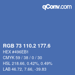 カラーコード: RGB 73 110.2 177.6 | qconv.com