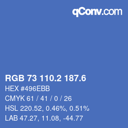 カラーコード: RGB 73 110.2 187.6 | qconv.com