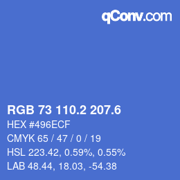 カラーコード: RGB 73 110.2 207.6 | qconv.com