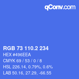 Color code: RGB 73 110.2 234 | qconv.com