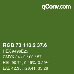 カラーコード: RGB 73 110.2 37.6 | qconv.com