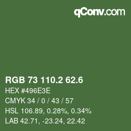 カラーコード: RGB 73 110.2 62.6 | qconv.com