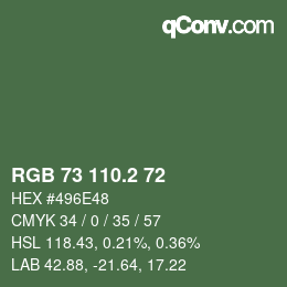 Color code: RGB 73 110.2 72 | qconv.com