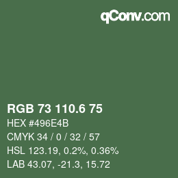 カラーコード: RGB 73 110.6 75 | qconv.com