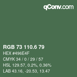 カラーコード: RGB 73 110.6 79 | qconv.com
