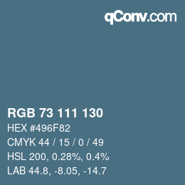 颜色代码: RGB 73 111 130 | qconv.com
