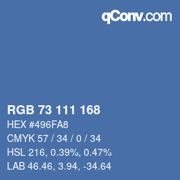Color code: RGB 73 111 168 | qconv.com