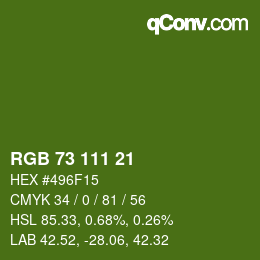 Color code: RGB 73 111 21 | qconv.com