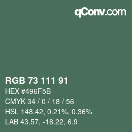 Farbcode: RGB 73 111 91 | qconv.com