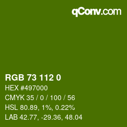 Color code: RGB 73 112 0 | qconv.com