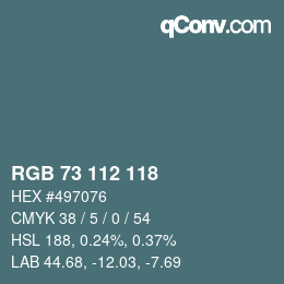 颜色代码: RGBA 73 112 118 1 | qconv.com
