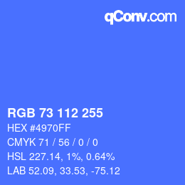 Color code: RGB 73 112 255 | qconv.com