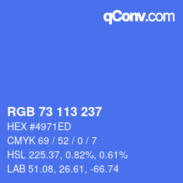 Color code: RGB 73 113 237 | qconv.com