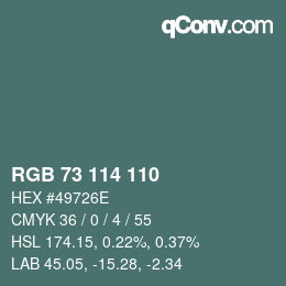 Farbcode: RGB 73 114 110 | qconv.com