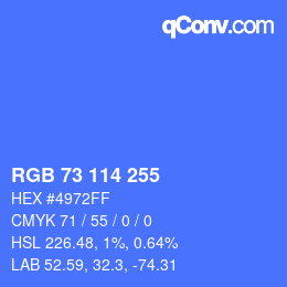 颜色代码: RGB 73 114 255 | qconv.com