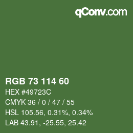 Color code: RGB 73 114 60 | qconv.com