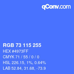 Color code: RGB 73 115 255 | qconv.com