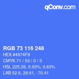Color code: RGB 73 116 248 | qconv.com
