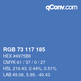 Color code: RGB 73 117 185 | qconv.com