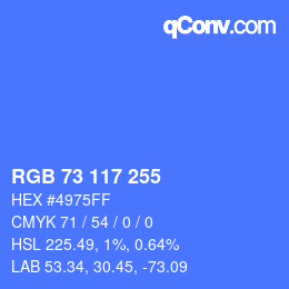 Color code: RGB 73 117 255 | qconv.com