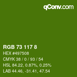 Color code: RGB 73 117 8 | qconv.com