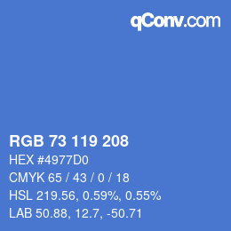 Color code: RGB 73 119 208 | qconv.com
