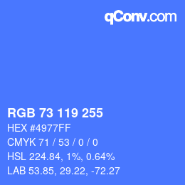 Color code: RGB 73 119 255 | qconv.com