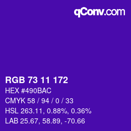 Color code: RGB 73 11 172 | qconv.com