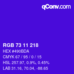 Color code: RGB 73 11 218 | qconv.com