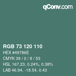 カラーコード: RGB 73 120 110 | qconv.com