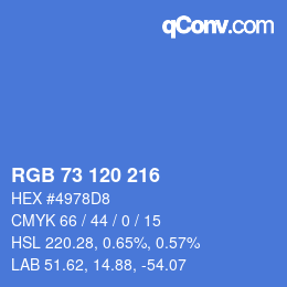 カラーコード: RGB 73 120 216 | qconv.com
