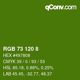 カラーコード: RGB 73 120 8 | qconv.com