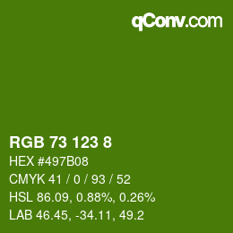 颜色代码: RGB 73 123 8 | qconv.com