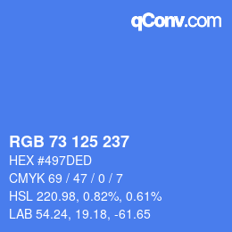 颜色代码: RGB 73 125 237 | qconv.com