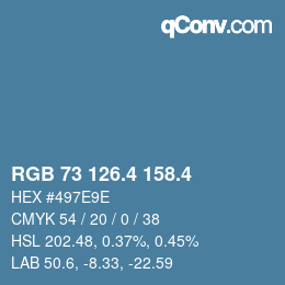 カラーコード: RGB 73 126.4 158.4 | qconv.com