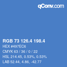 カラーコード: RGB 73 126.4 198.4 | qconv.com
