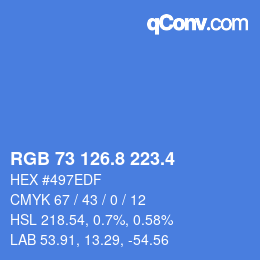 カラーコード: RGB 73 126.8 223.4 | qconv.com