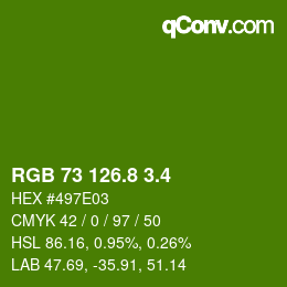 カラーコード: RGB 73 126.8 3.4 | qconv.com