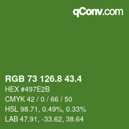 カラーコード: RGB 73 126.8 43.4 | qconv.com