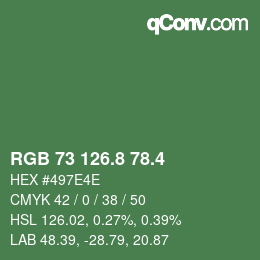 カラーコード: RGB 73 126.8 78.4 | qconv.com