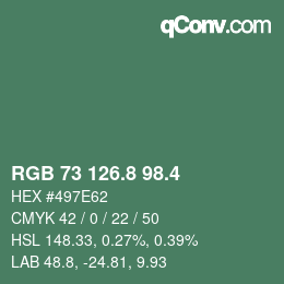 カラーコード: RGB 73 126.8 98.4 | qconv.com